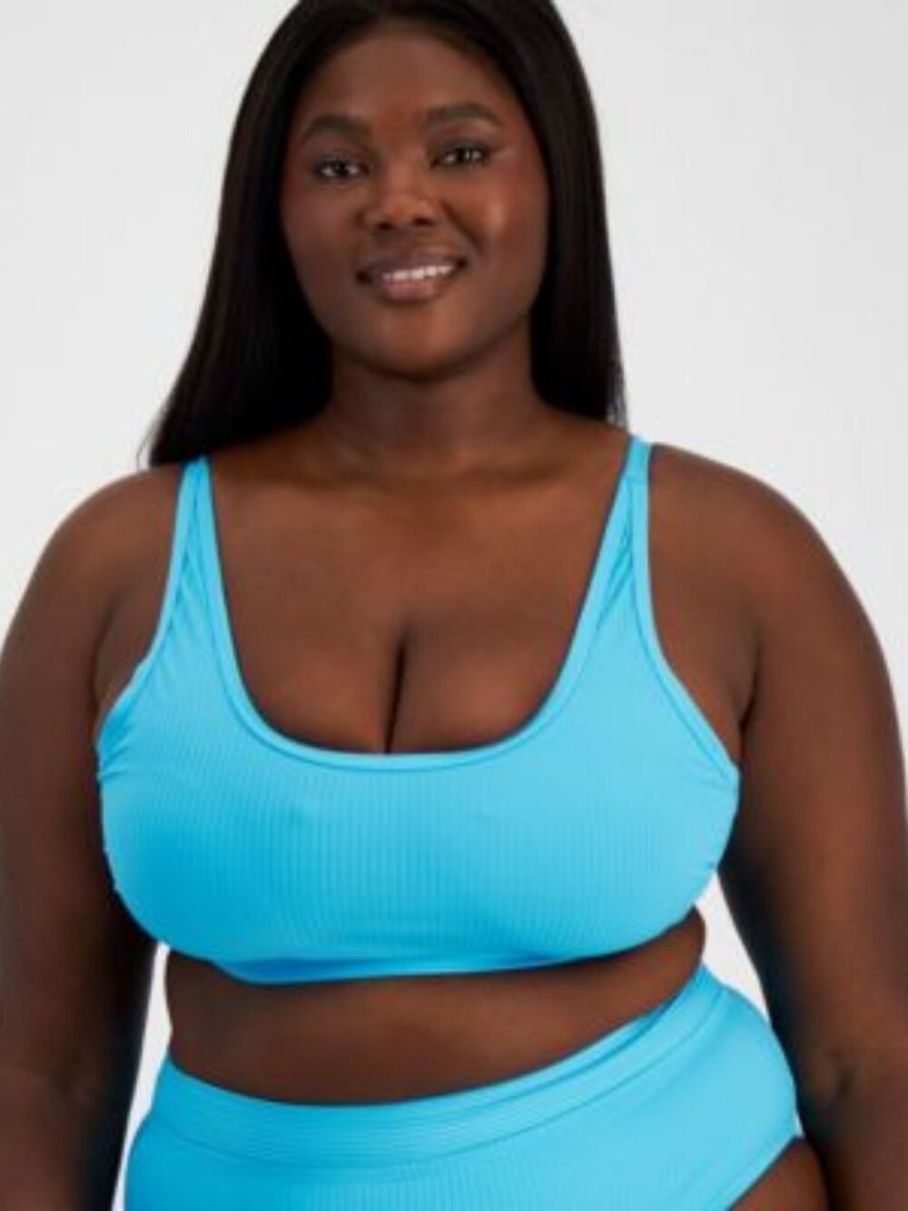Salt + Cove Trendy Plus Size Ribbed Bralette Bikini Top, Turquoise  Size 20/22